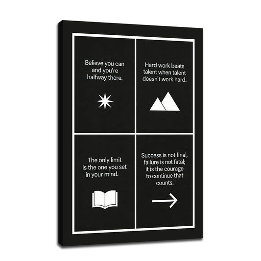Motivational Wall Art Believe Hard Work Success Quote Inspirational Office Decor for Cubicle Small Framed Canvas Print 18x12 Inch Daily Positive Affirmations Artwork for Study Room