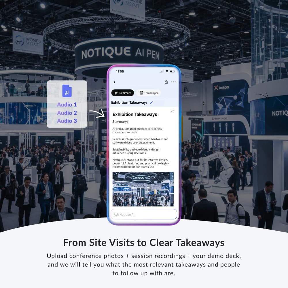 Notique AI Pen | Pocket AI Voice Recorder | Audio Recorder | Discreet Recording Device | AI Summarize & Transcribe for Multi-File & Meeting Timeline | No Monthly Fees