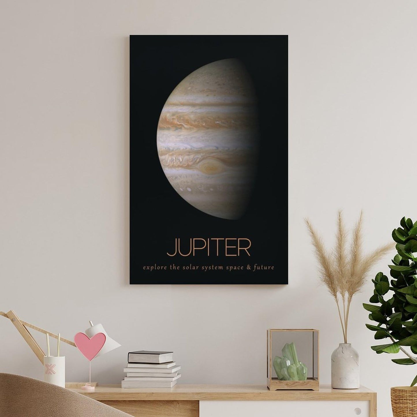 LGDSBHH Minimalist Jupiter Solar System Canvas Wall Art - Educational Space Planet Poster - Science Classroom & Kids Bedroom Decor - 12x18 Inch (Unframed)
