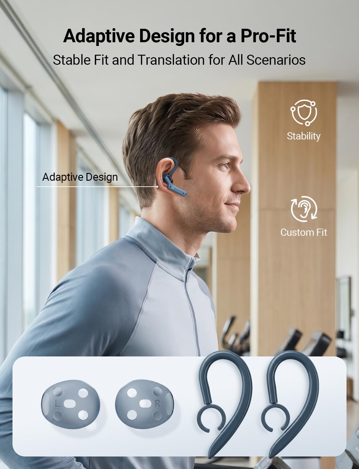 Timekettle W4 Translation Earbuds,Bone-Voiceprint Sensor for Clear Voice in Noise, AI Translator Correction,Protected Privacy with GDPR,Bluetooth,iOS/Android APP for Business & Relationships Blue