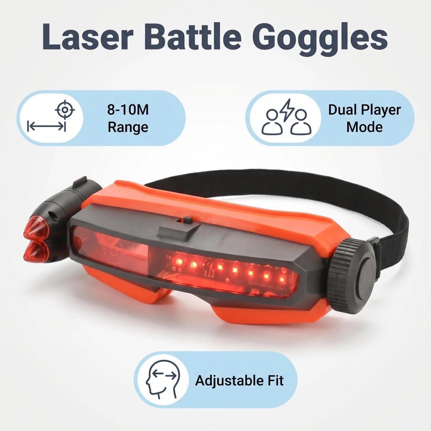 Laser Shoot Head-to-Head Combat Battle Eye Mask Laser Tag Game, LED Lights, 10M Range, for Ages 6+, 2 Pack (2, Green+Orange)