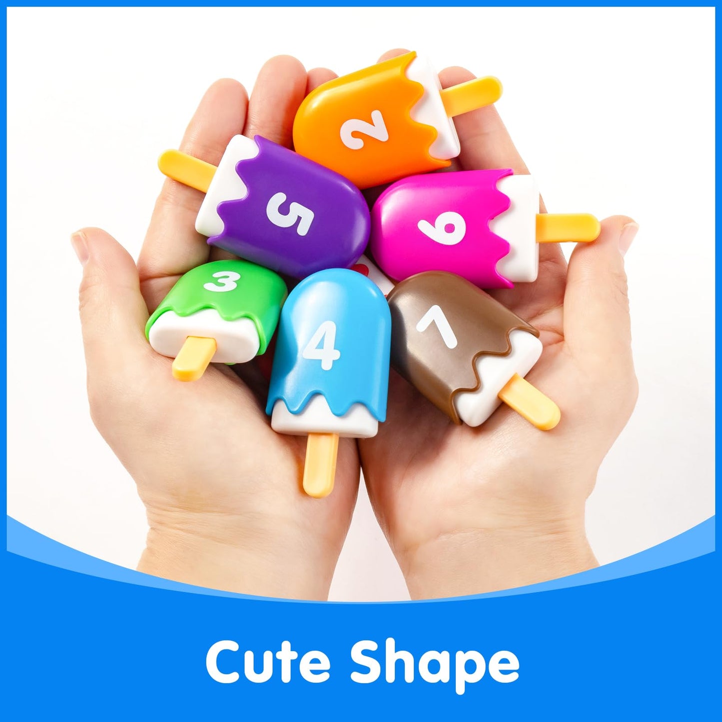 Odoorgames 100 Pcs Math Linking Cubes with 384 Cartoon Stickers – Mini Number Pops 1-10 – Essential Counting Cubes for Kids Math Learning and Fun Activities