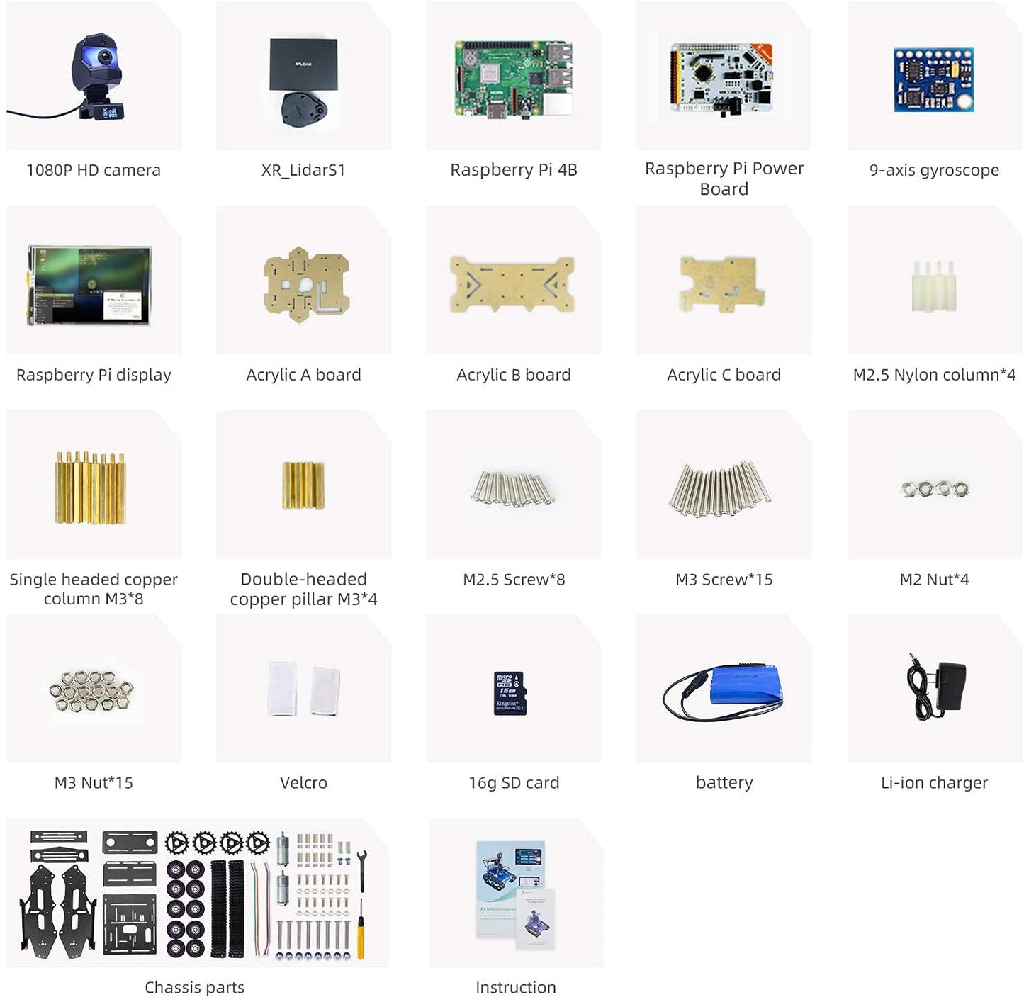 XiaoR Geek AI Robot Kit with Raspberry Pi XR lidar s1 ROS SLAM Smart Car DIY Tank Robotics Kit Build Maps, Autonomous Navigation, Object Recognition Tracking, Following(Blue with Raspberry Pi 4B 4GB)