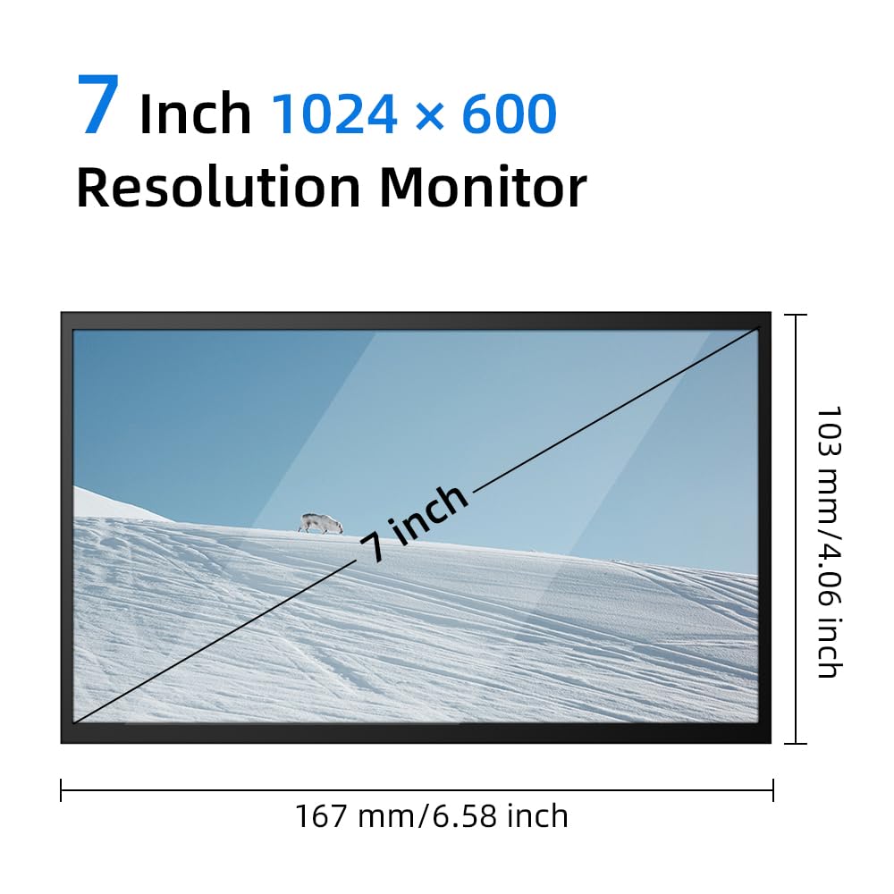 CUQI 7 Inch Mini Monitor, IPS 1024 × 600 HDMI Portable Monitor with Leather Stand for Raspberry Pi 5/4, Laptop, PC, Switch, Xbox, PS4