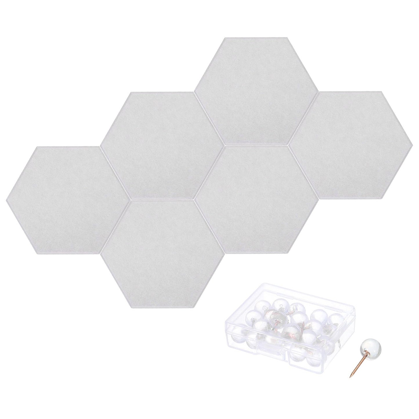 PATIKIL Felt Bulletin Board, 12"x10", 6 Packs Self Adhesive Hexagon Felt Tiles for Sound Proofing Wall Panels for Home Office Recording Studio,Game Room, Gray