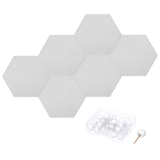 PATIKIL Felt Bulletin Board, 12"x10", 6 Packs Self Adhesive Hexagon Felt Tiles for Sound Proofing Wall Panels for Home Office Recording Studio,Game Room, Gray