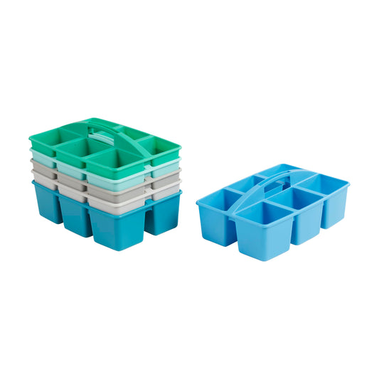 ECR4Kids 6-Compartment Large Plastic Caddy, Multipurpose Organization, Contemporary, 6-Pack