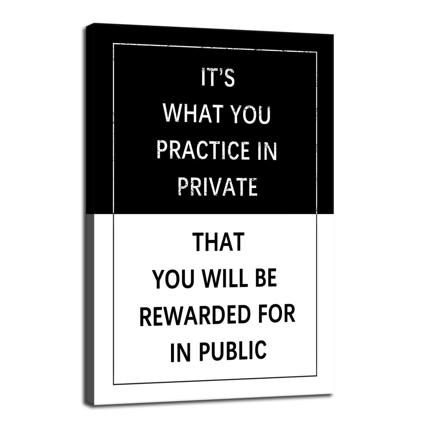 Practice Motivational Wall Art for Office Entrepreneur Quote Grind Exercise Inspirational Poster Canvas Painting Prints Wall Pictures for Living Room Home Decor Framed Artwork [12''W x 18''H]