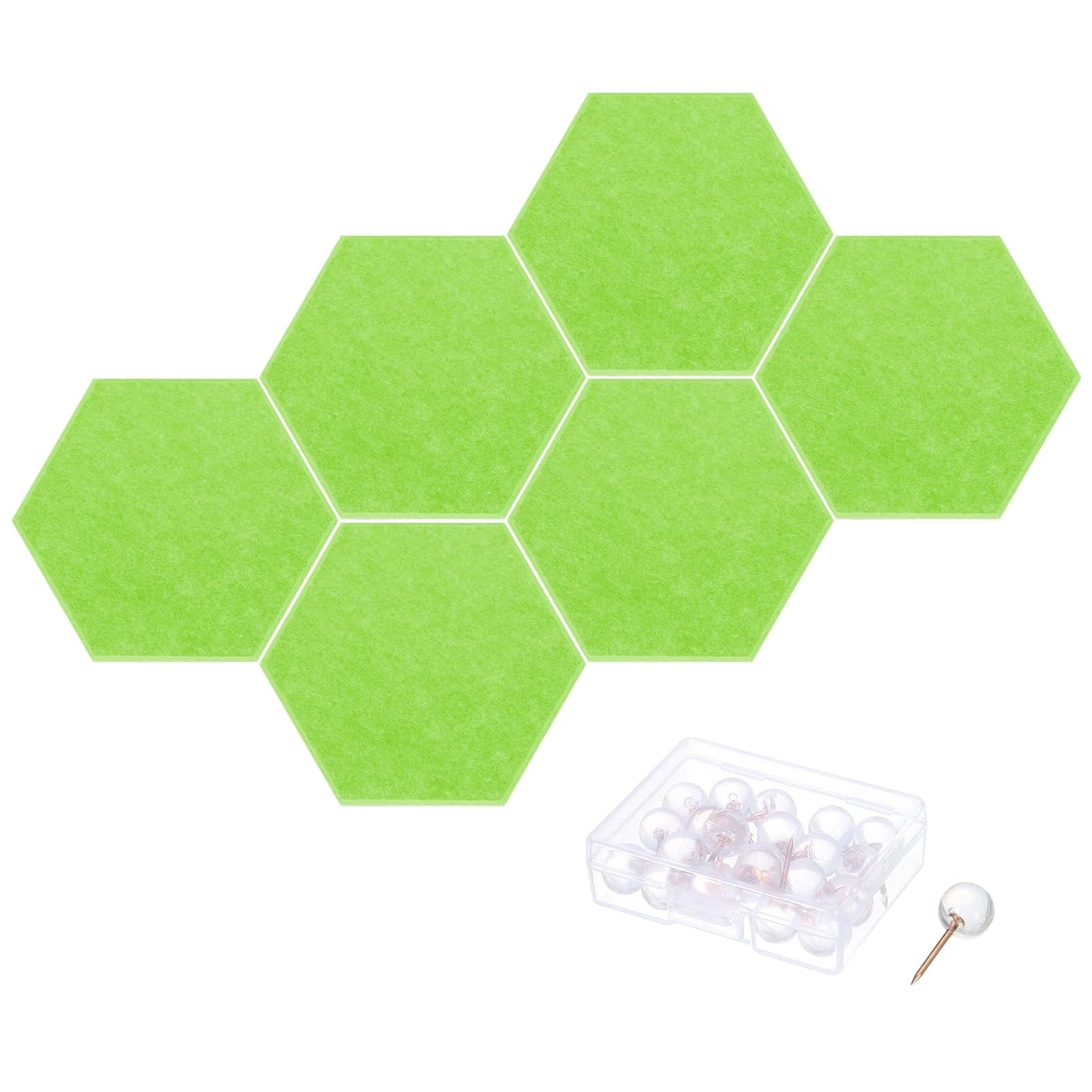 PATIKIL Felt Bulletin Board, 12"x10", 6 Packs Self Adhesive Hexagon Felt Tiles for Sound Proofing Wall Panels for Home Office Recording Studio,Game Room, Fruit Green