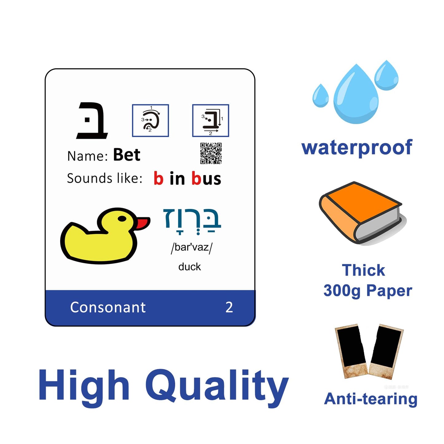 Hebrew Biblical Alphabet Syllabary Flash Cards – Alef Bet Letter Educational Jewish Language Learning Flashcards