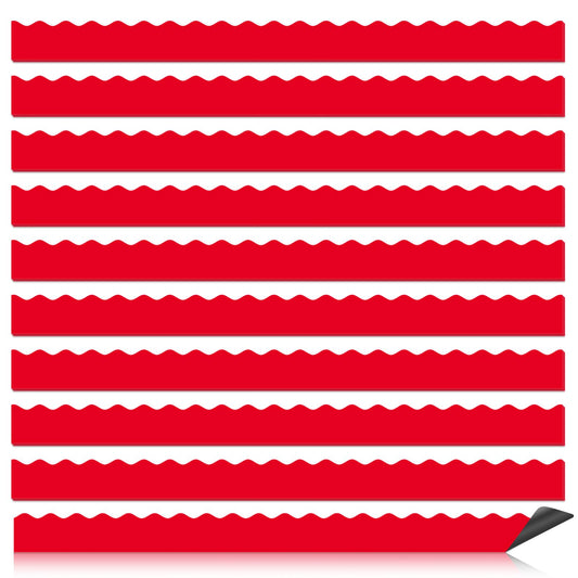 30 Pcs Magnetic Borders for Classroom Whiteboard - Red Magnetic Bulletin Board Border Set - Scalloped Chalkboard Border Strips for Teachers, Parents, DIY Home,School & Office Decoration