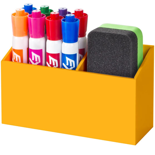 BEYGORM Magnetic Dry Erase Marker Holder for Whiteboard,Non-slip Acrylic Magnet Pen Holder for Fridge Refrigerator,Locker Organizer for Work,Locker Accessories,Pencil Cup for Desk(Orange)