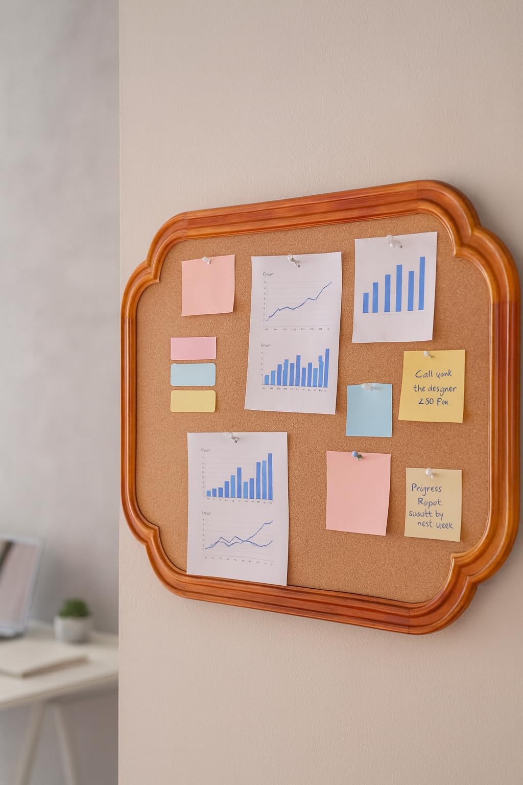 YINGXUN Scalloped Edge Wooden Frame Cork Board 17.7x23.6in