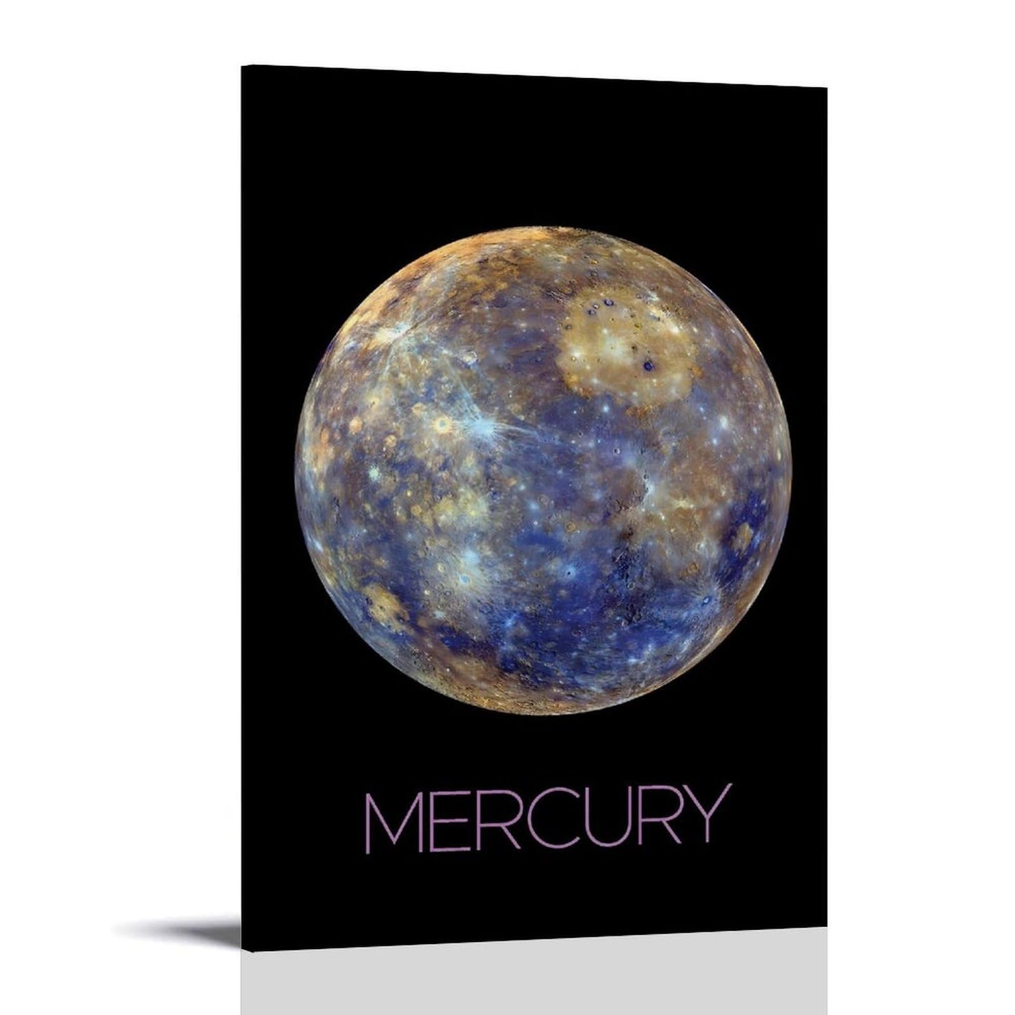 Solar System Planets Canvas Wall Art - Mercury Planet Space Poster for Kids Room Bedroom Classroom, STEM Educational Astronomy Decor, Science Gift for Boys Girls, 16x24 Inch Framed