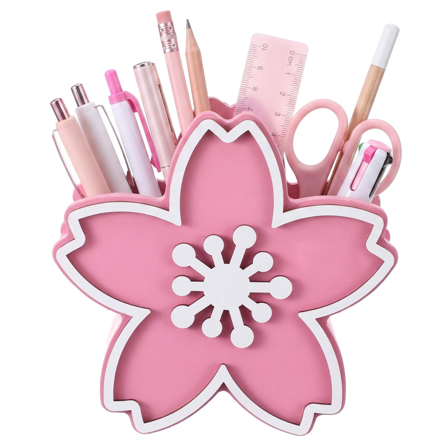 Tenceur Pink Cherry Blossom Holder for Desk Large Capacity Cherry Blossom Pencil Holder Coquette Supplies Desk Organizer Teacher Office Decor Makeup Brush Holders Back to School Gift for Girls Women