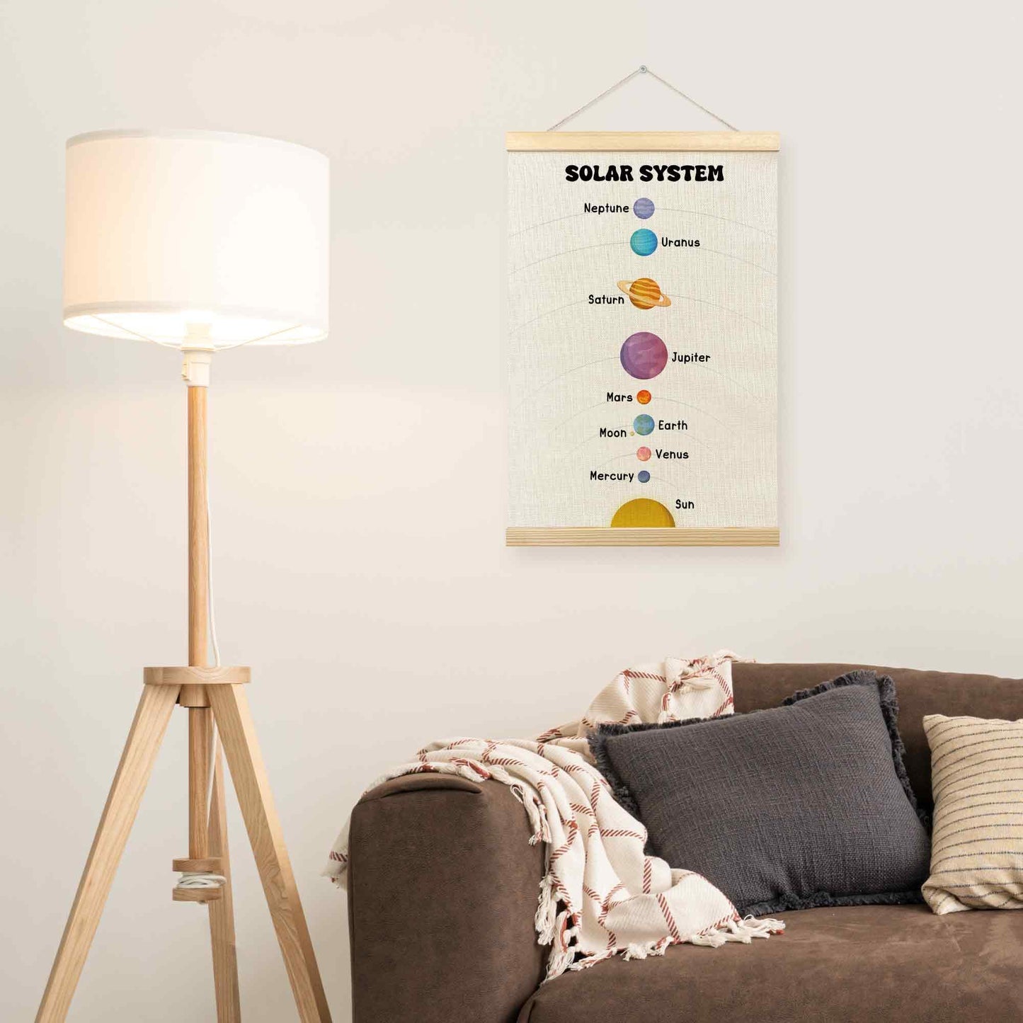 TLESKE Boho Classroom Solar System Decor Poster Hanger Frame for Kids, Homeschool Hanging Wall Art Room Decor for Toddlers Nursery Playroom, Preschool Prek Learning Educational Poster Prints, 16x24