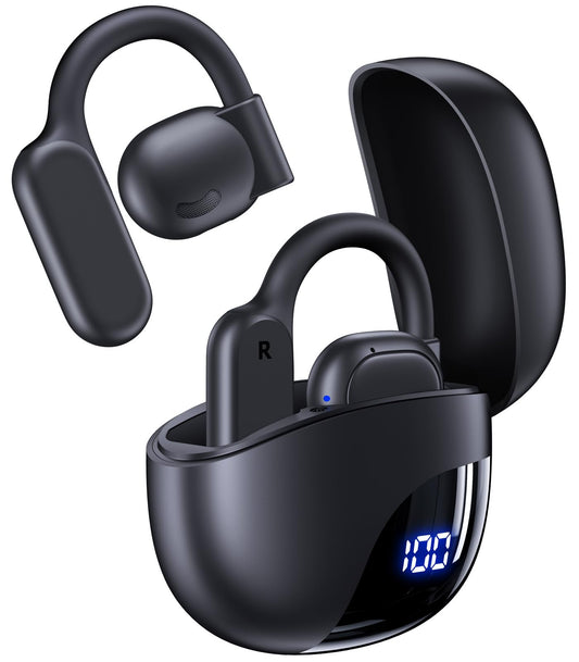 AI Translation Earbuds Real Time 164 Languages 80H Playtime Translator Ear Buds Audifonos Traductores Inglés Español Wireless Earphones Bluetooth AI Headphone for Travel Meeting Learning K08 Black