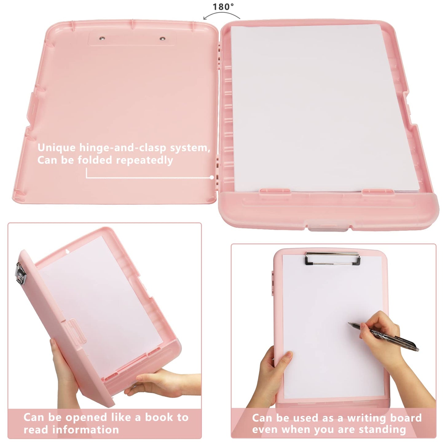 SFLHHDM Plastic Clipboard with Storage, High Capacity Clip Boards 8.5x11 with Storage, Heavy Duty Nursing Clipboard Folder, Cute Clipboards, Letter A4 Size Clipboards with Storage for Teachers, Nurse