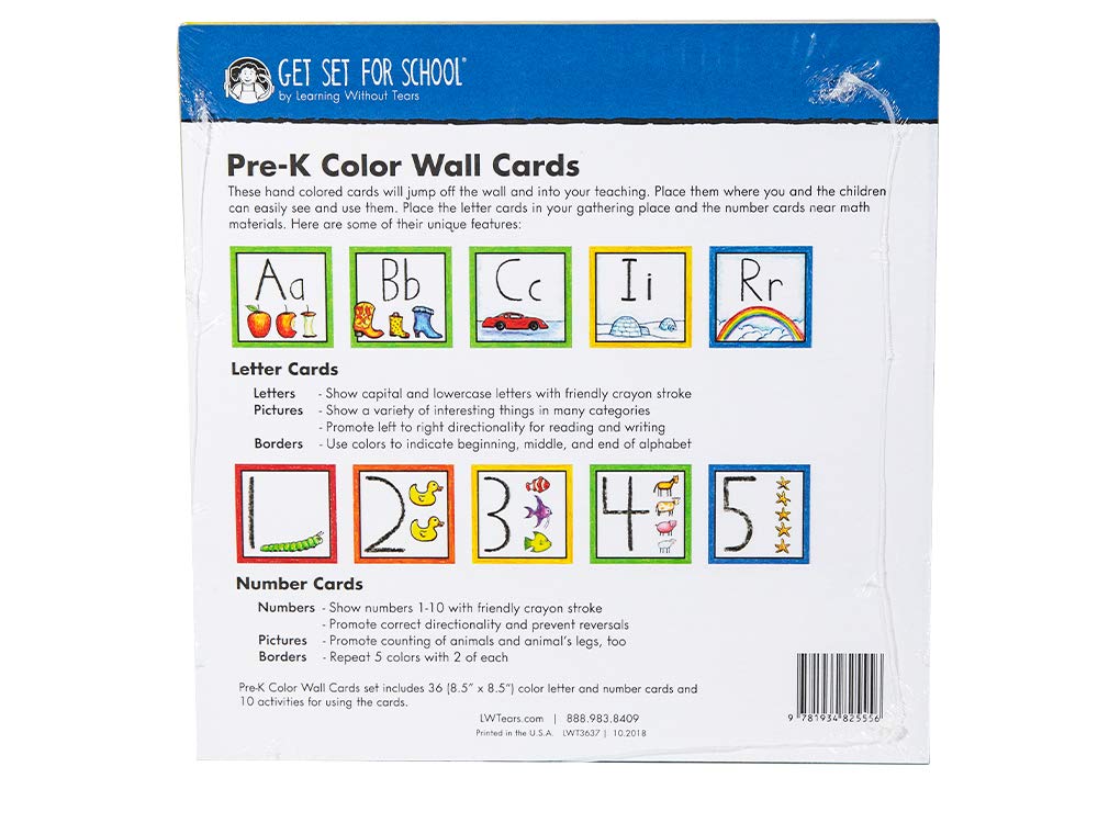 Learning Without Tears, Color Wall Cards, Age 3+, Pre-K+, Handwriting Without Tears, Color Alphabet Cards, Letters & Pictures, School & Home, Sensory & Motor Skills