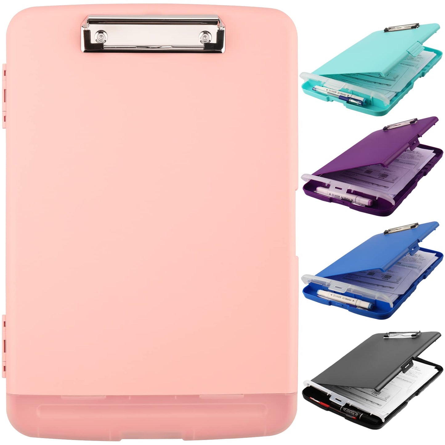 SFLHHDM Plastic Clipboard with Storage, High Capacity Clip Boards 8.5x11 with Storage, Heavy Duty Nursing Clipboard Folder, Cute Clipboards, Letter A4 Size Clipboards with Storage for Teachers, Nurse