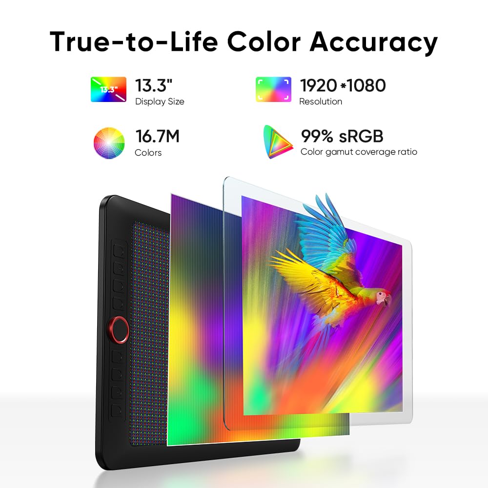 XP-PEN Artist 13.3 Pro V2 Drawing Tablet with Screen, 16K Pressure Sensitivity Digital Drawing Tablet for PC Mac Chromebook Android, Fully Laminated Graphic Tablet with Pen, Foldable Stand Included