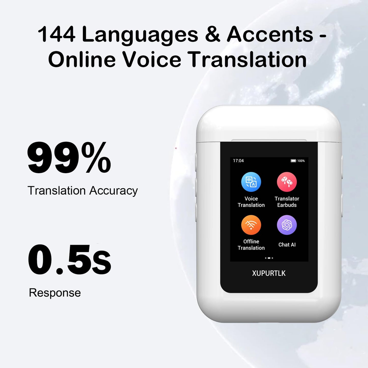 Xupurtlk AI Translation Earbuds Real Time, 120 Offline Packages Audifonos Traductores Inglés Español, Language Translator Earbuds with 74 Online Languages, A8 Translator Device for Travel/Business