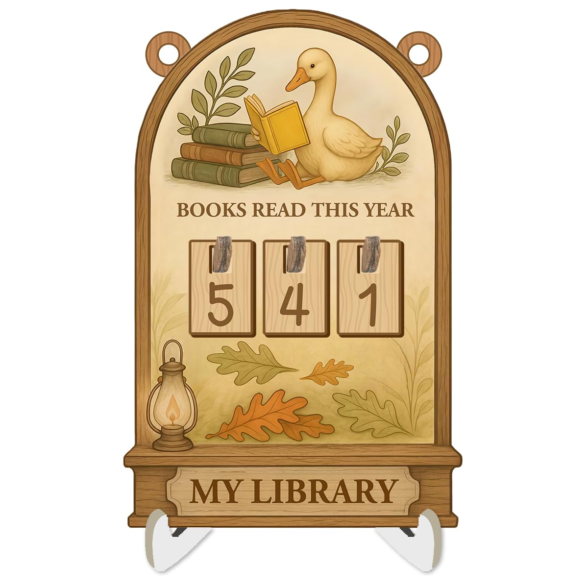 Silly Goose Books Read This Year Counter, Wooden Reading Tracker Sign for Bookshelf Decor, Book Tracker Challenge with 3 Sets of Interchangeable Number Tiles, Unique Book Lover Gifts for Readers