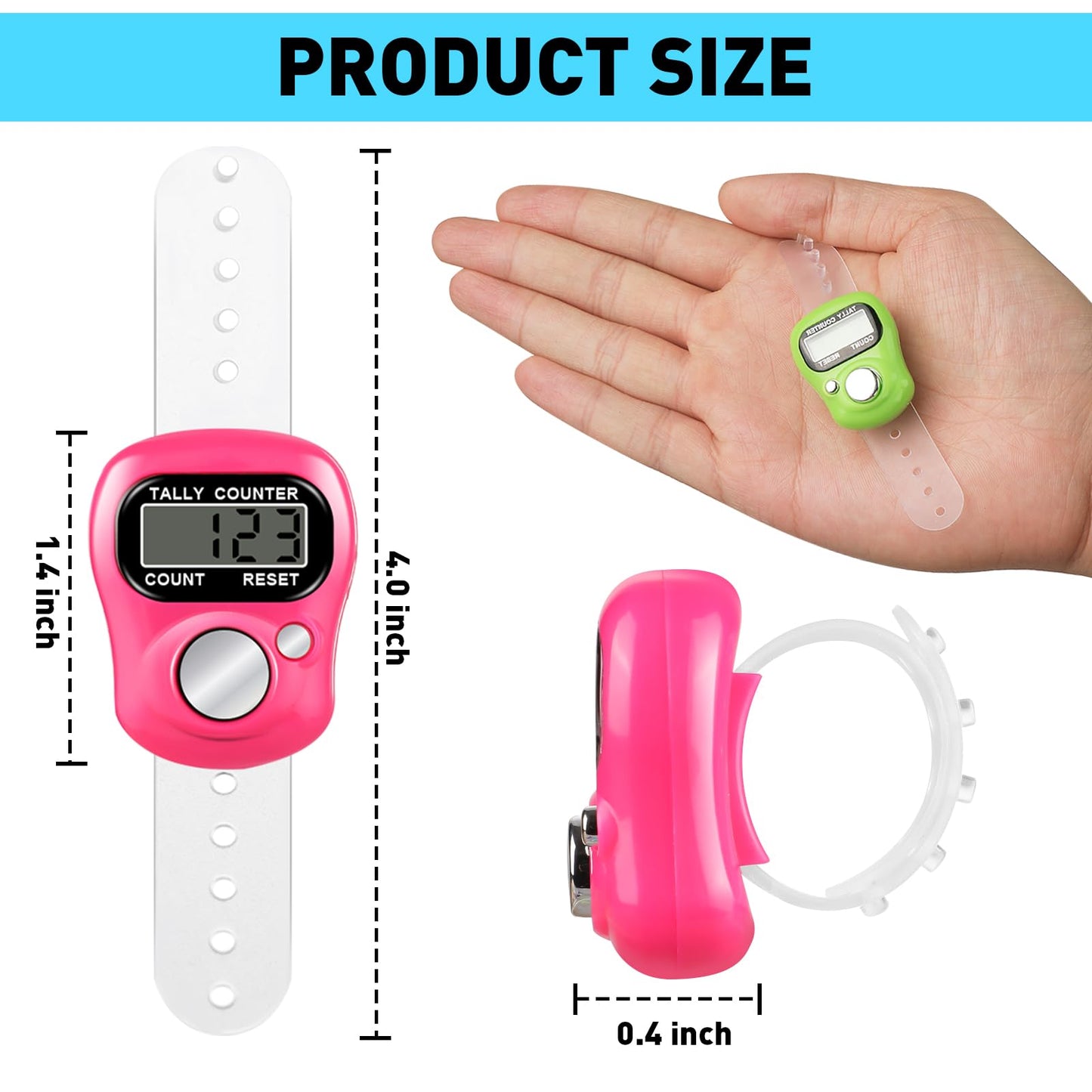 ALDMIO 30 Pcs Electronic Finger Counter, 5 Digital Finger Counter, Resettable Hand Tally Clicker Counters for Counting Numbers Knitting Coaching Golf Lap Fishing School Sports Event