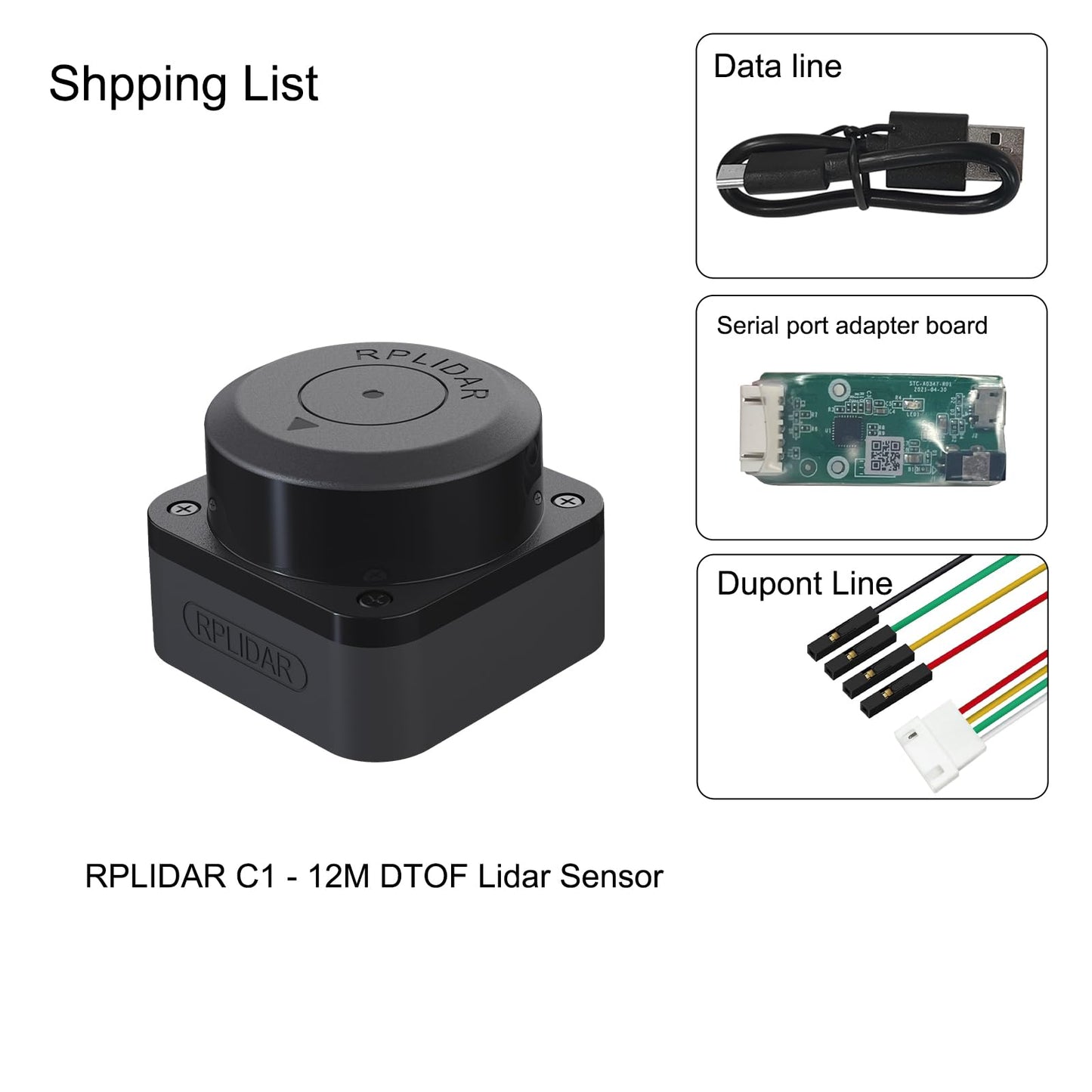 youyeetoo RPLIDAR C1 Fusion Lidar DTOF Laser Scanner - 360-Degree Full-Range 12-Meter Laser Scanner for Robot Projects Involving Positioning, Mapping, Navigation, and Obstacle Avoidance