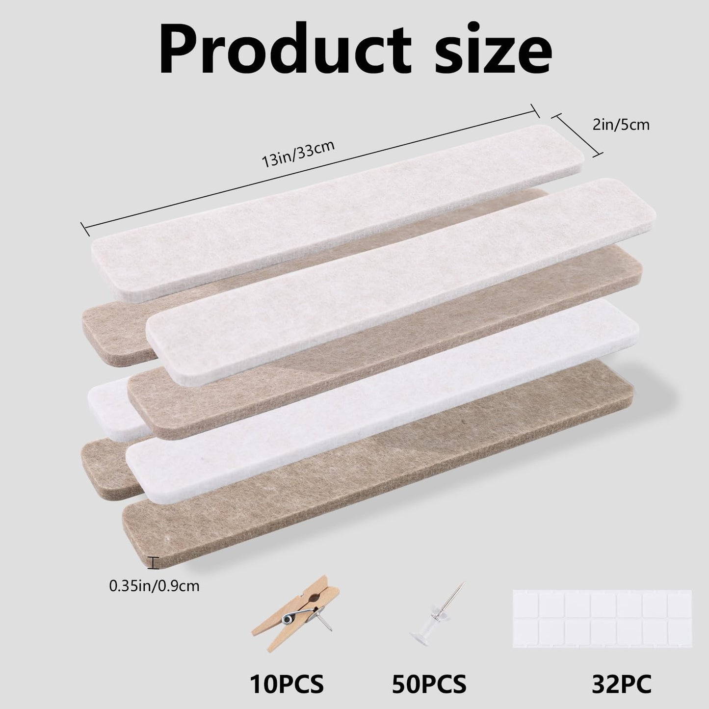 Vuzvuv 8 pcs Bulletin Board Bar Strips No Adhesive Backing with Glue Points ，Self Adhesive Cork Board for Wall，Felt Pin Board for School，Office Decor(Mix-Brown)