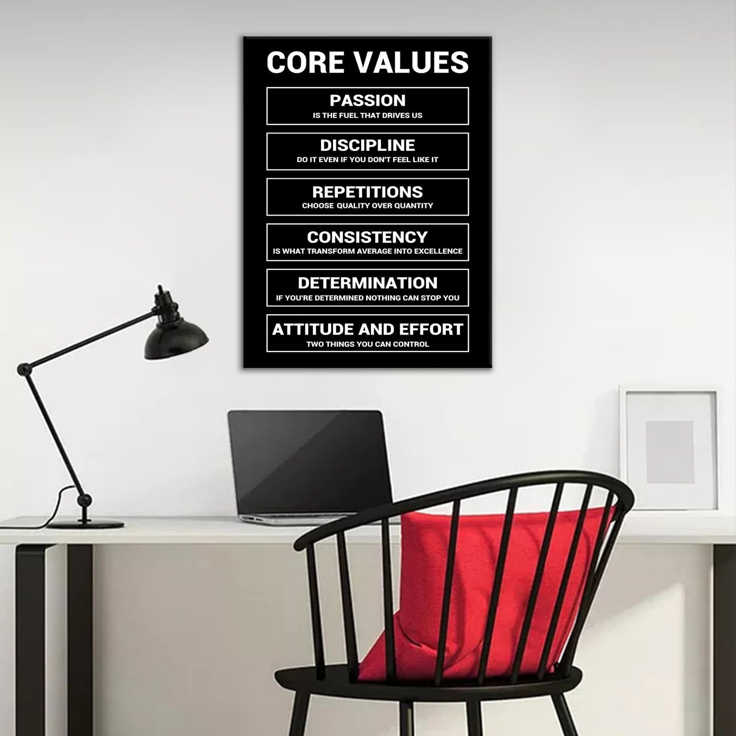 Motivational Wall Art Home Decor Core Values Quote Inspirational Poster Canvas Painting Prints Positive Wall Picture Painting Artwork for Bedroom Classroom Office Stretched and Framed [18''W x 24''H]
