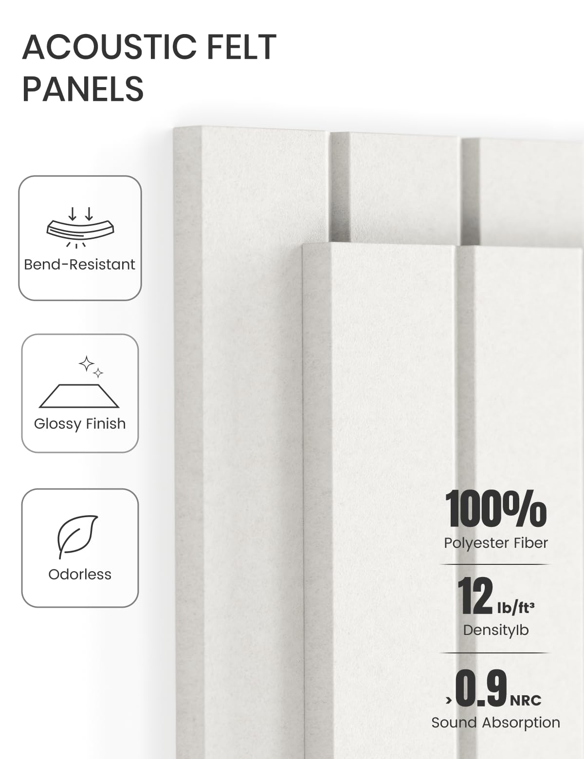 Fluxynara Large Felt Bulletin Board 48" x 36" Cork Board Alternative-12 Pack with 70 Safe Removable Adhesive Tabs, Cork Boards for Walls Cork Board for Home Office Classroom Pin Board (Milky White)