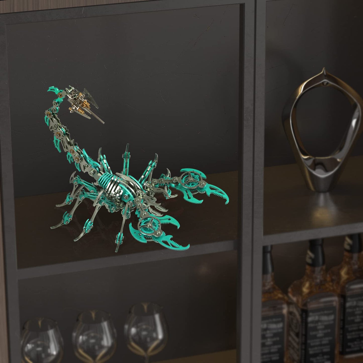 Metalkitor Scorpion 3D Metal Puzzles Kits for Adults Teens – 454 Pcs – Mechanical Assembly Models – 4 Hours to Build – Ideal for Gifts and Decorations (Green)
