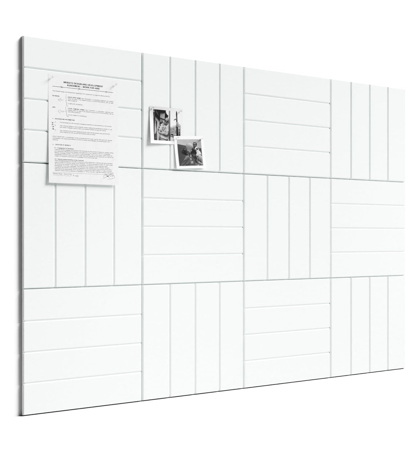 Bumusty Large Cork Board Alternative-48 x 36" Felt Bulletin Board Tiles, with 30 Pushpins, 70 Adhesive Tabs, Bold-Stripe 12-Pack, Cork Boards for Office Push Pin Board Felt Board-Cold White