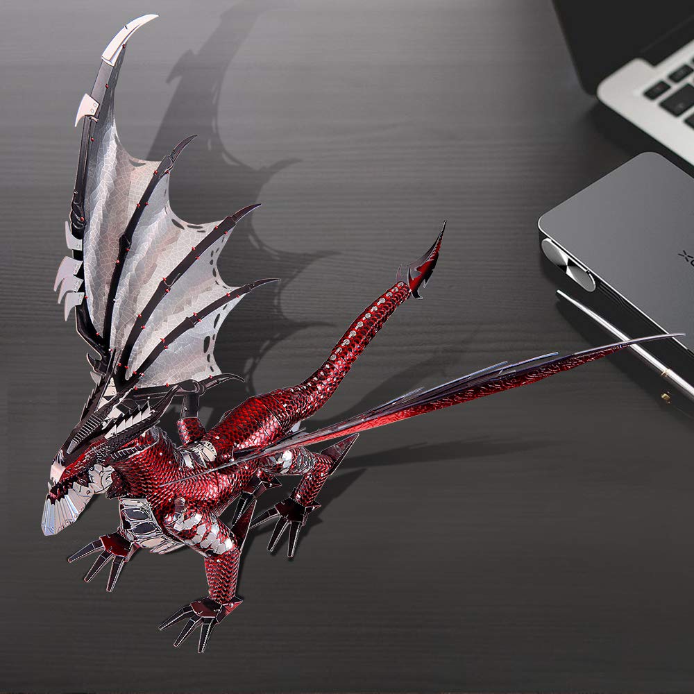 Piececool 3D Metal Model Kits-Black Dragon King, DIY 3D Puzzles for Adults Brain Teaser Puzzles for Teens, Great Birthday New Year Gifts, 107 Pcs