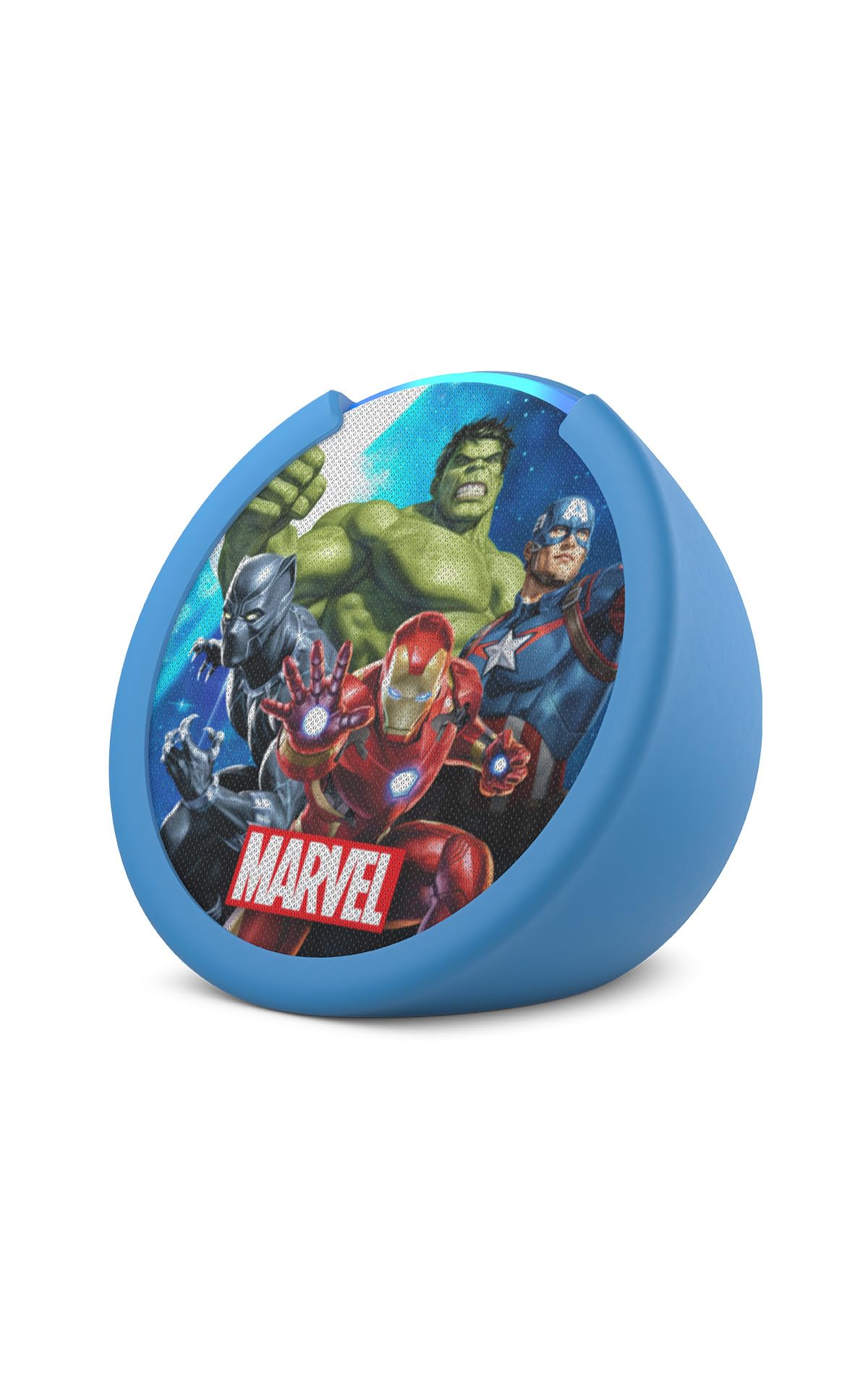 Amazon Echo Pop Kids (newest model), Enjoy age-appropriate audiobooks, interactive games and Alexa+ experiences to create and learn, Marvel's Avengers design