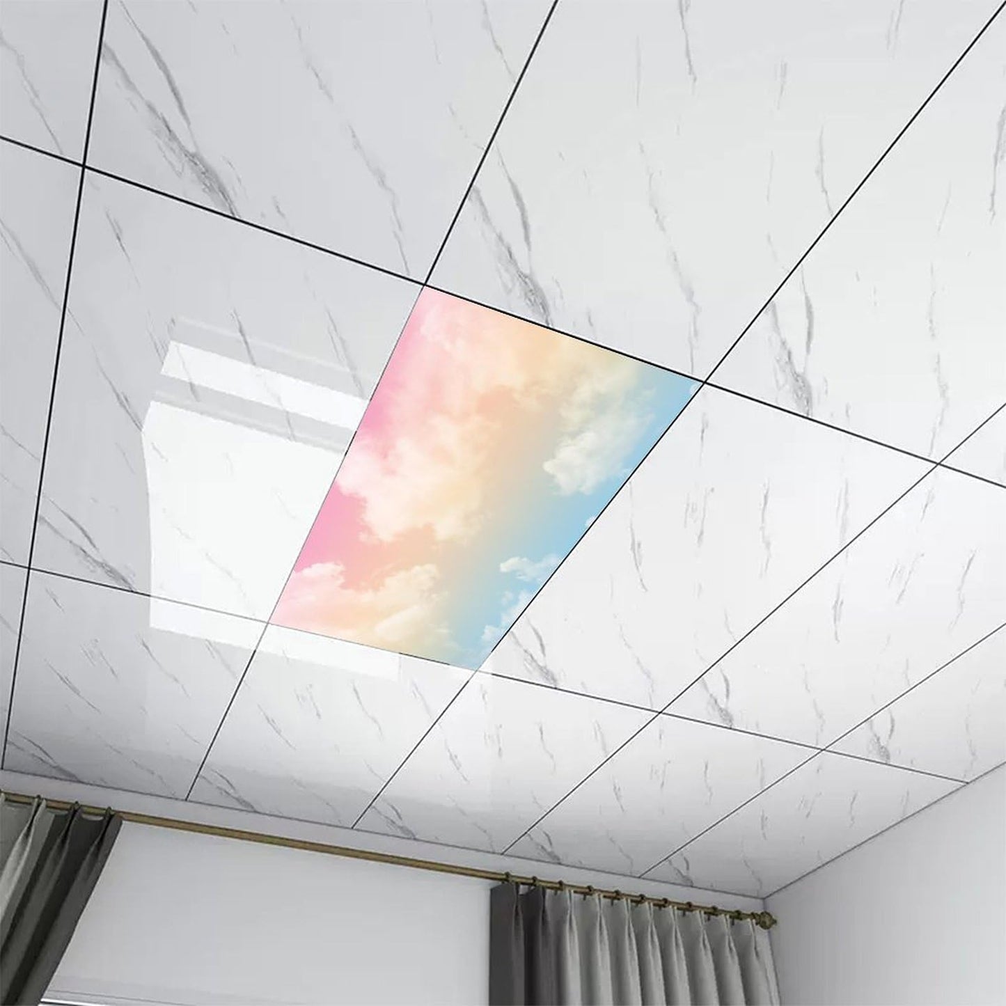 2PCS Magnetic Fluorescent Light Covers - Evening Glow Cloud Filters for Classroom & Office Drop Ceiling Lights, 4x2Feet