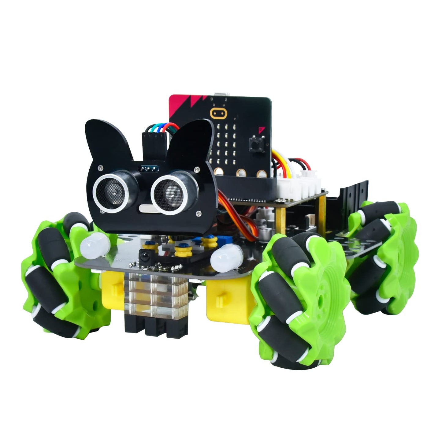 KEYESTUDIO 4WD Smart Car Coding Robot Kit with Microbit V2 for Makecode and Python, DIY Building Robot Kit for STEM Education 15+, IR Remote/APP Control