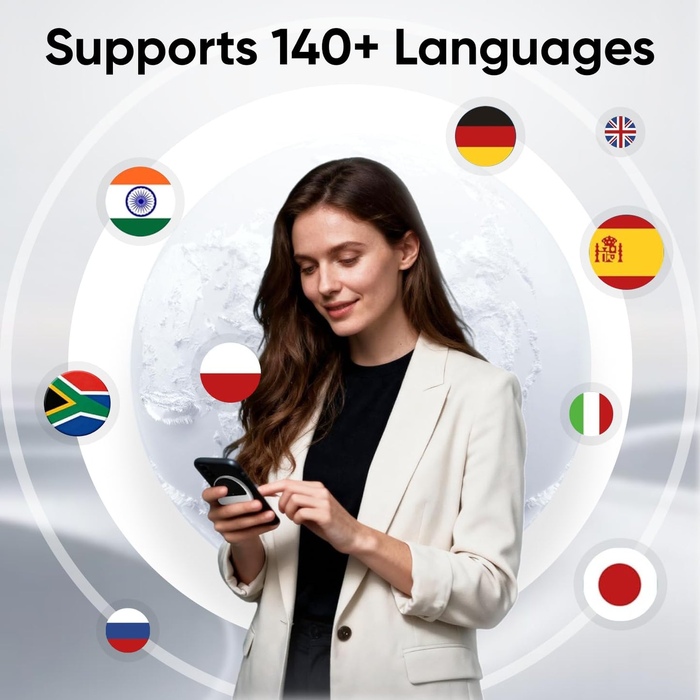 InnAIO T10 AI Language Translator Device, Real-Time Two-Way Voice Translator with GPT Accuracy & Voice Cloning, Pocket Spanish to English Translator for Travel, Business & Video Calls (140+ Languages)