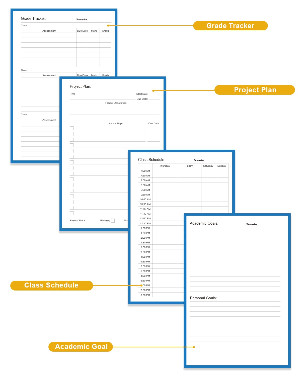 Academic Planner for 2026-2027 or Anytime – 5.8" x 8.5" Undated Weekly Student Planner For Homeschool, High School, College & Nursing Students, 200 Pages, Blue