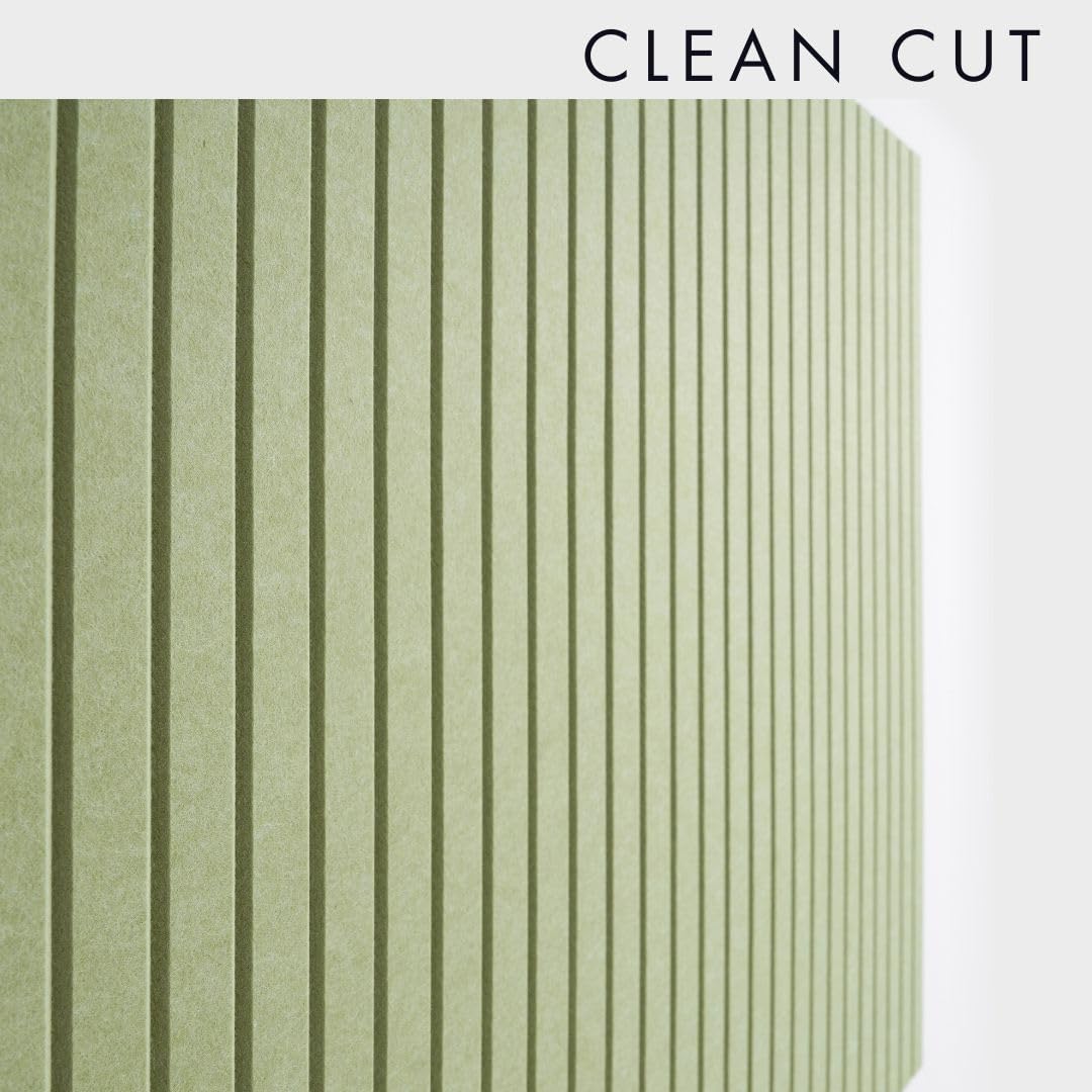 VIVELDA Felt Bulletin Board Tiles 48"x36" - 12-Pack Cork Board Alternative, Oeko-TEX Certified, NRC 0.95 Acoustic Wall Panels, Damage-Free Adhesive, Slatted Design, Home Office & Classroom (Avocado)
