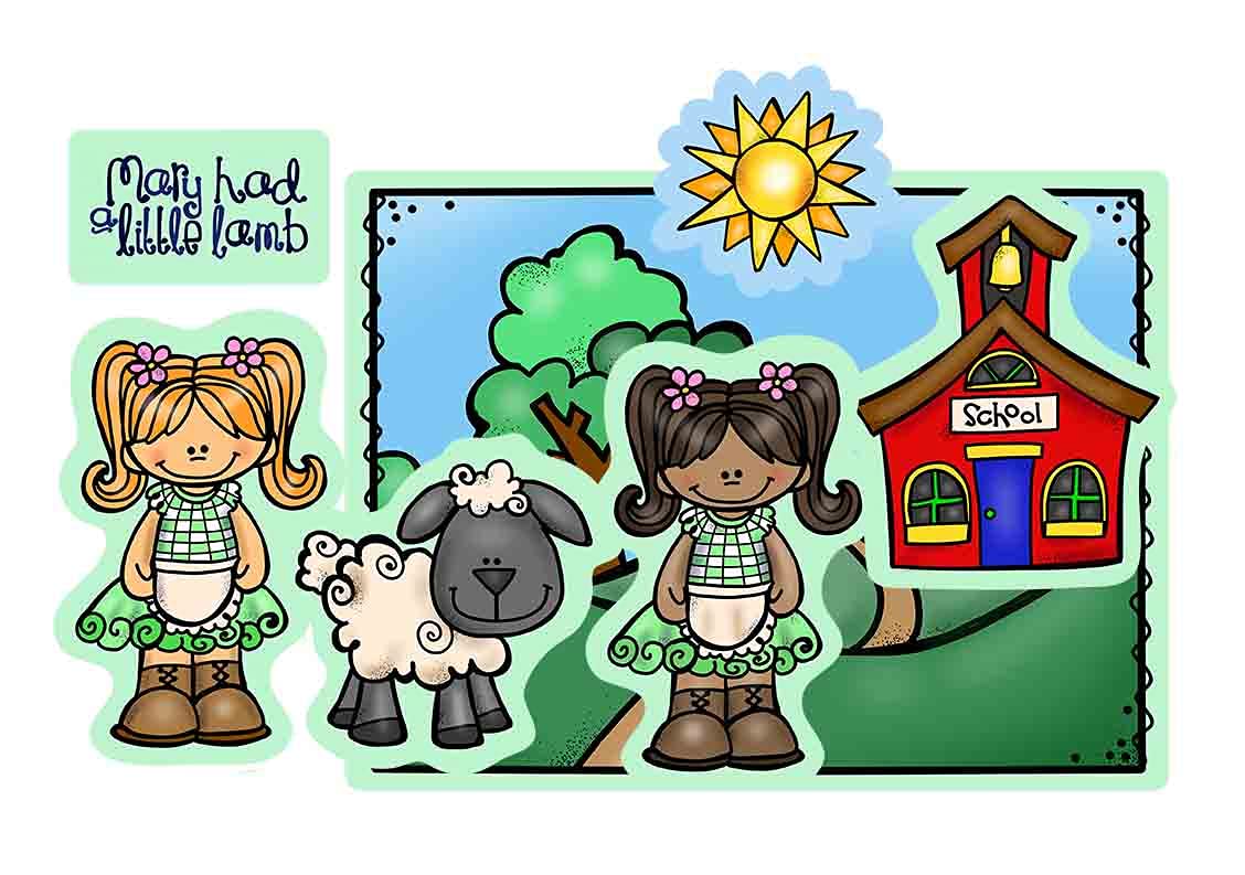 Mary Had A Little Lamb 7 Precut Felt Figures for Flannel/Felt Board Stories Nursery Rhymes Preschool