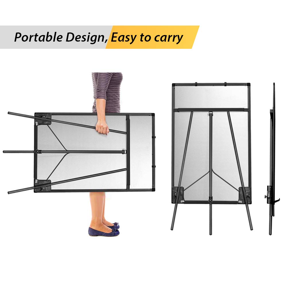Easel Whiteboard - Black Magnetic Portable Dry Erase 40 x 28 Tripod Height Adjustable, Flipchart Easel Stand White Board for Office