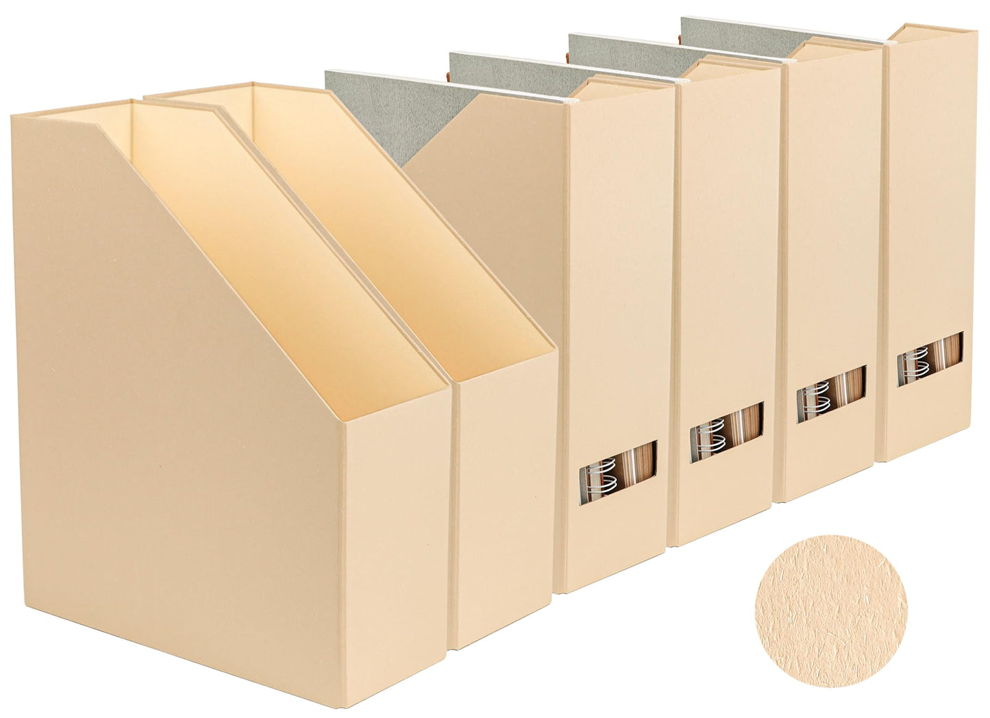 LifeSto Magazine Holder - File Holder and Desk Organizer, Cardboard Book Organizer and Storage Box for Documents, Magazine Holder Rack for Office, Home and Classroom (Latte Brown, 6-Pack)