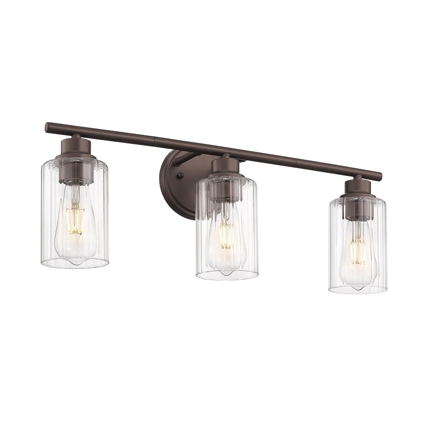 Emliviar 3-Light Vanity Light Fixture, Oil Rubbed Bronze, Fluted Ripple Glass, 23.5 Inch, Model YE295B-3W ORB