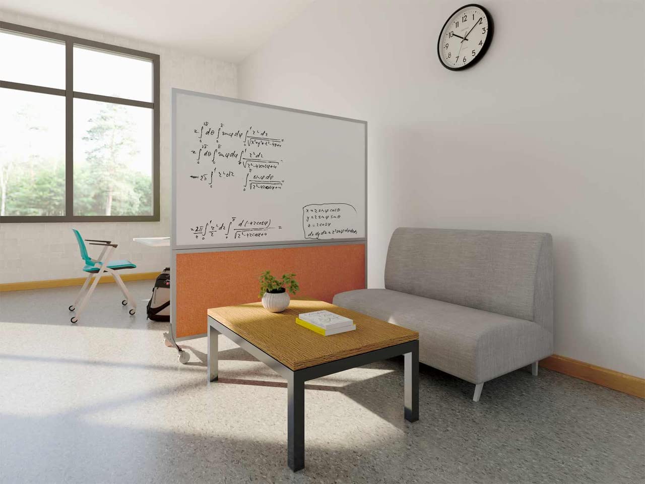 DivideWrite Mobile Whiteboard | Double Sided Dry Erase Board | Portable Office Cubicle Partition | Display for Classrooms, Conference Rooms, Meeting Areas and More | Cloud Gray 4' Wide X 6' Tall