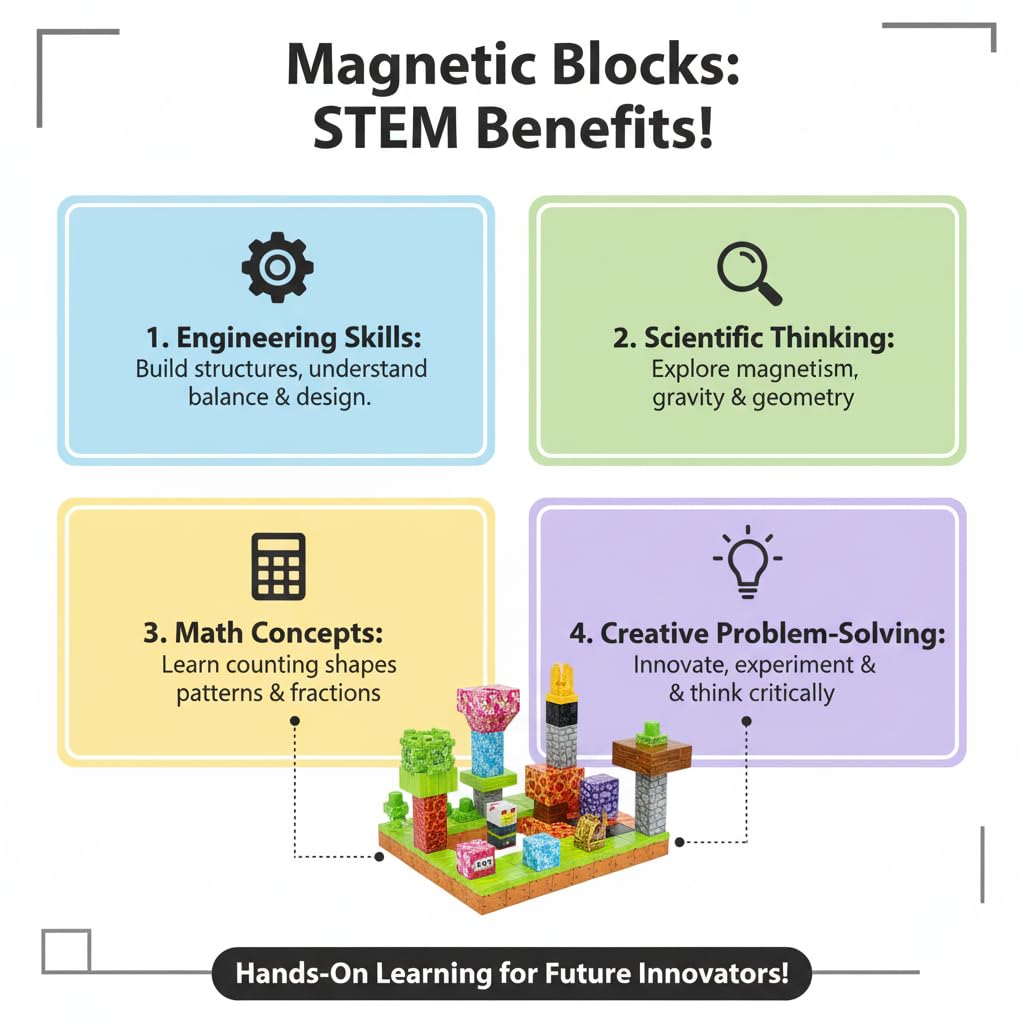 uMadeUs Magic Portal 150pc Magnetic Blocks Building Set – Puzzle Cubes as STEM Toys for Kids Ages 3+ – Creative Educational Sensory Construction Tiles for Boys & Girls