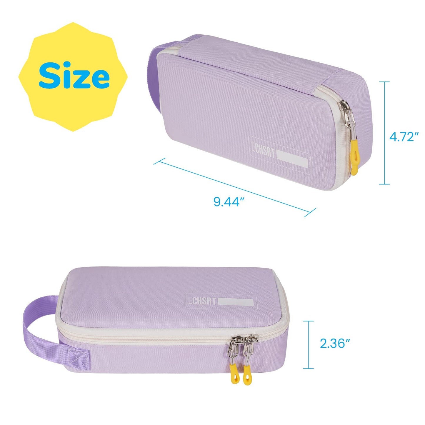 ECHSRT Pencil Case for Men Women, Large Pen Bag for Adults, Portable Pencil Pouch Aesthetic with Handle, Zipper Cases for Office Organizer Purple for Girls