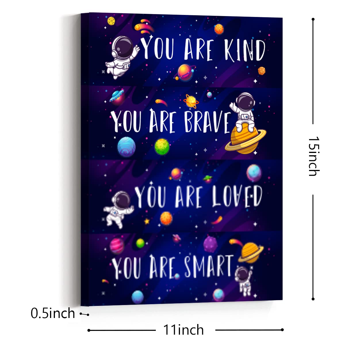 OTINGQD Outer Space Canvas Wall Art,Space Nursery Decor,Positive Affirmations Wall Decor for Boys,You Are Kind Spaceman Wall Art for Boys Kids Bedroom Playroom Nursery