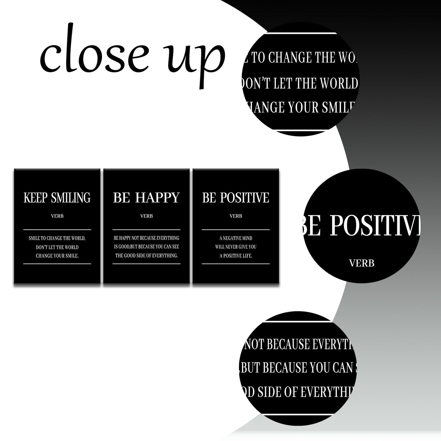 Keep Smiling Be Happy Be Positive 3 Pieces Motivational Canvas Wall Art Entrepreneur Quotes Signs Posters Prints Inspirational Paintings Pictures for Office Gym Decor Ready to Hang [36''W x 16''H]